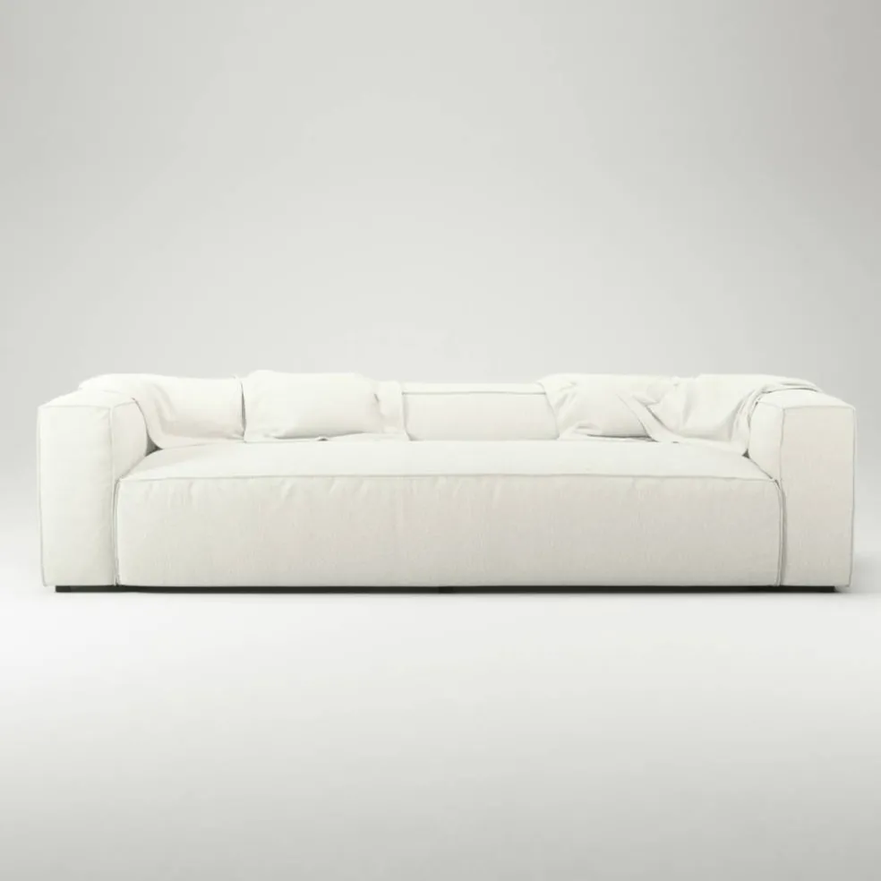 Grand 3-Sitssoffa Bouclétyg, Steam White