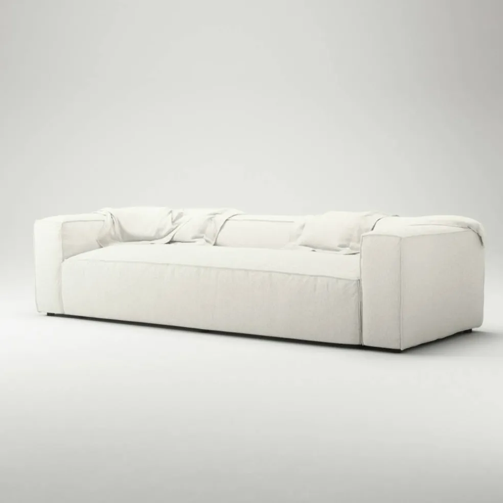 Grand 3-Sitssoffa Bouclétyg, Steam White