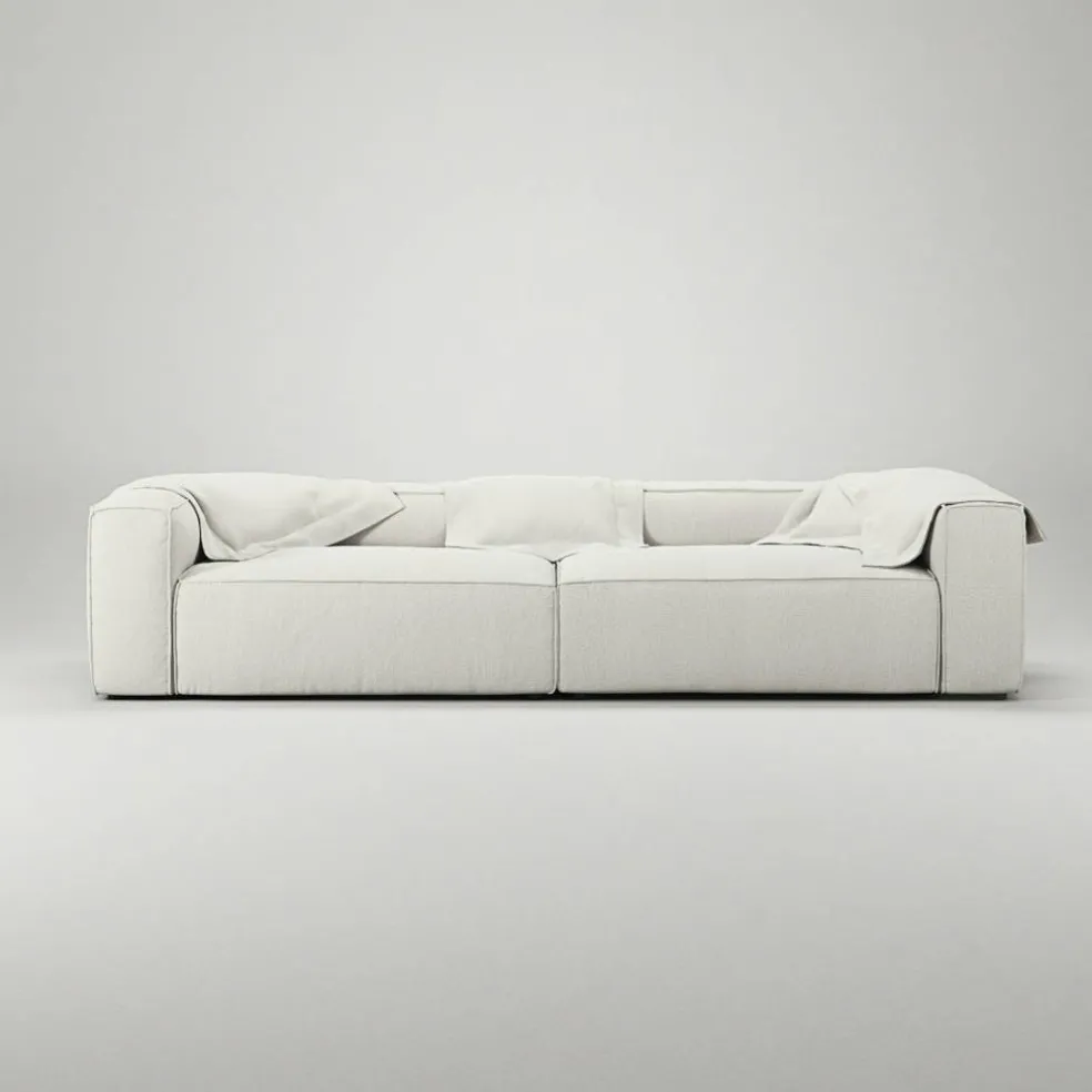 Grand 4-Sitssoffa Bouclétyg, Steam White