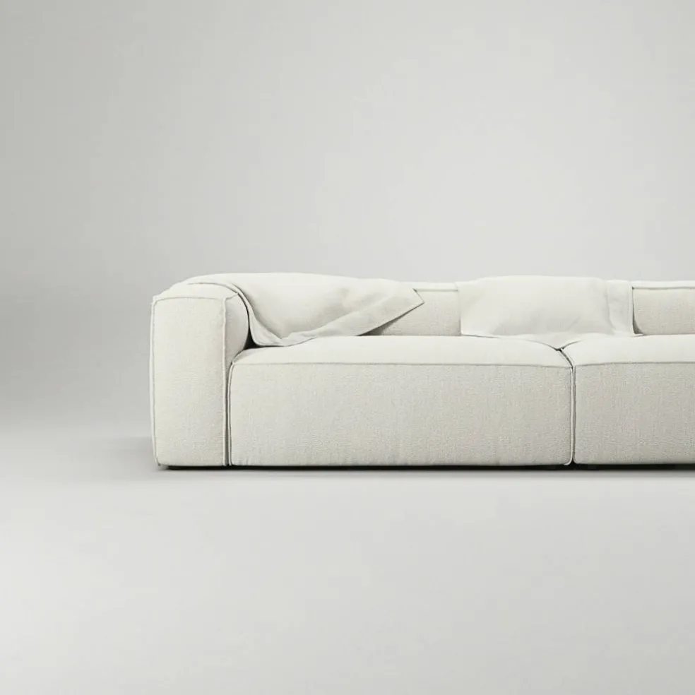 Grand 4-Sitssoffa Bouclétyg, Steam White