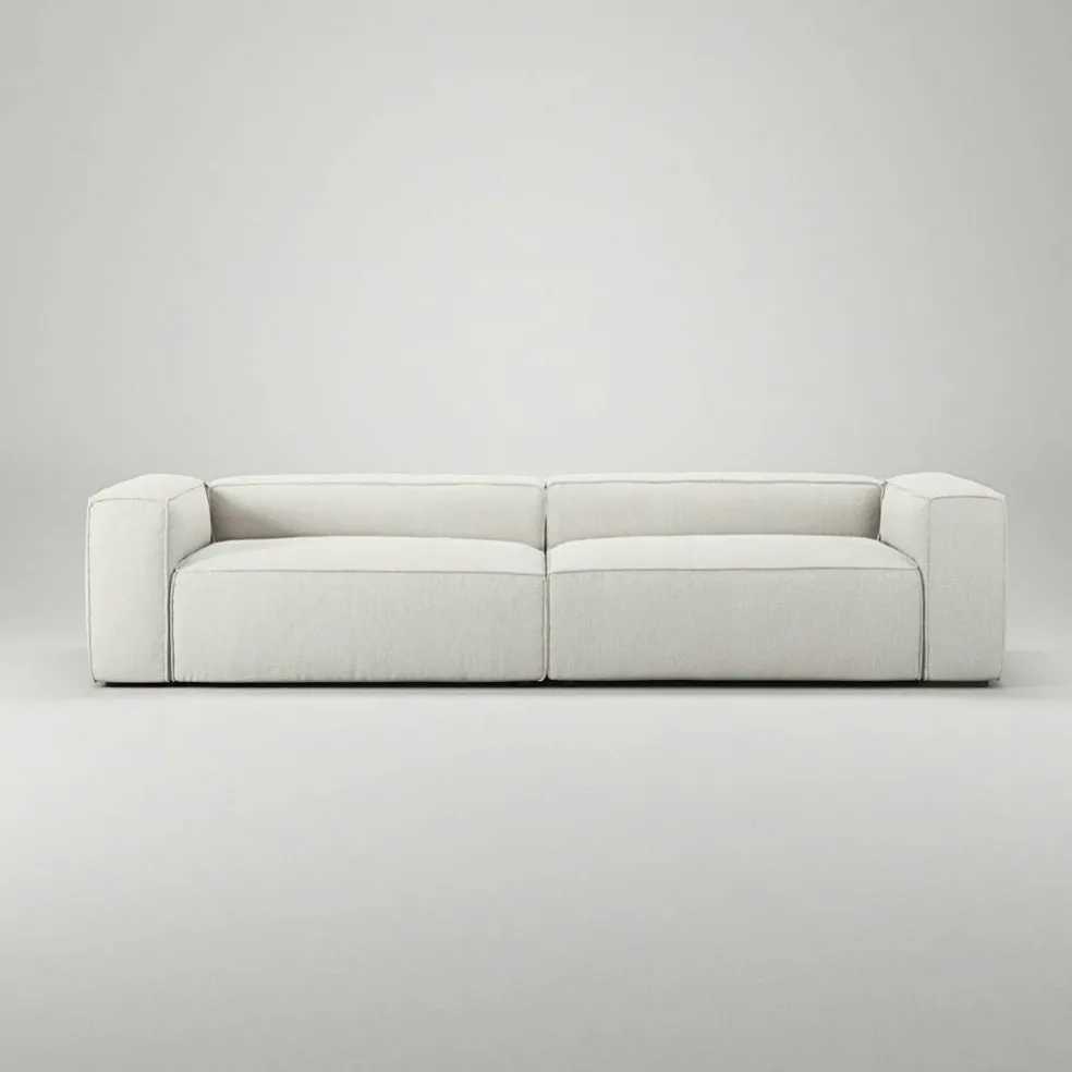 Grand 4-Sitssoffa Bouclétyg, Steam White
