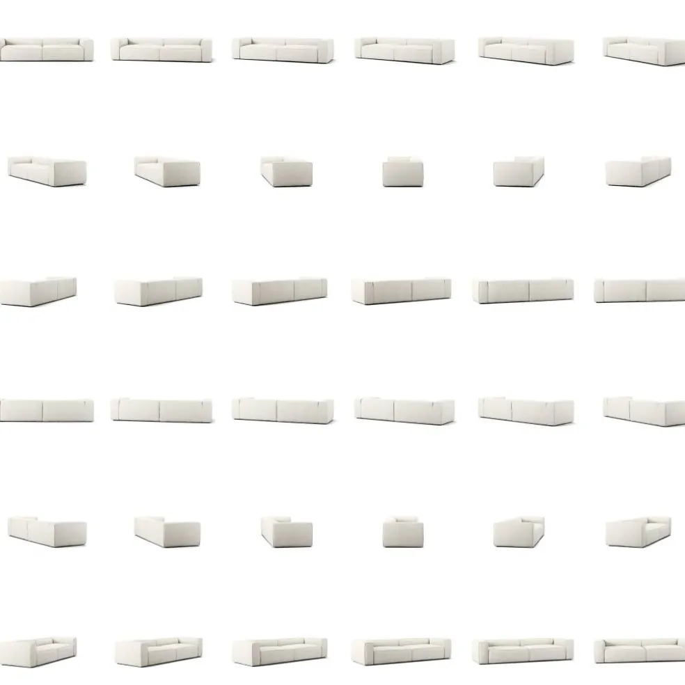 Grand 4-Sitssoffa Bouclétyg, Steam White
