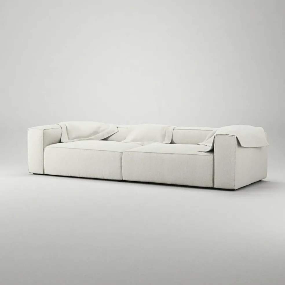 Grand 4-Sitssoffa Bouclétyg, Steam White