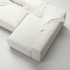 Grand 3-Sitssoffa Divan Höger Bouclétyg, Steam White