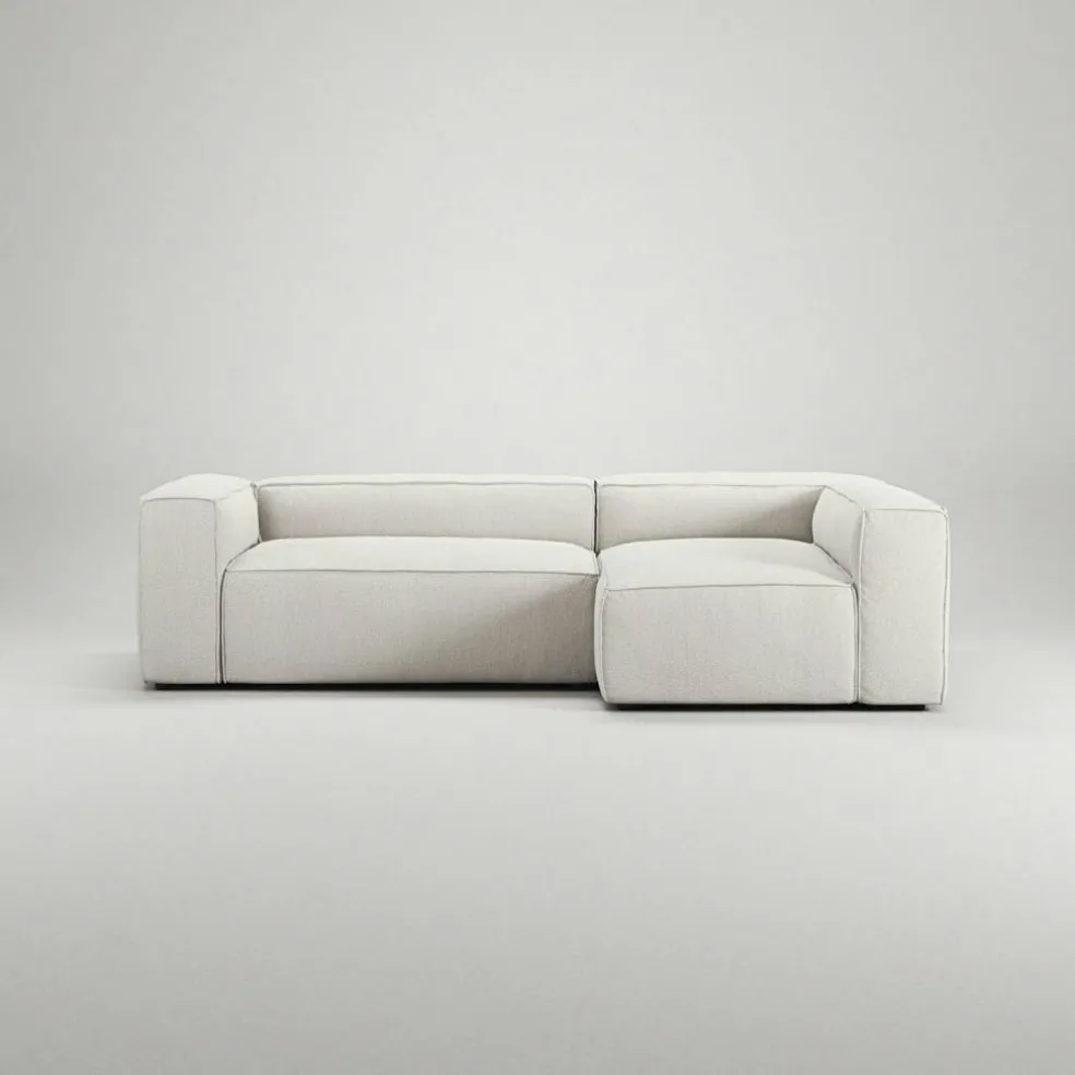 Grand 3-Sitssoffa Divan Höger Bouclétyg, Steam White