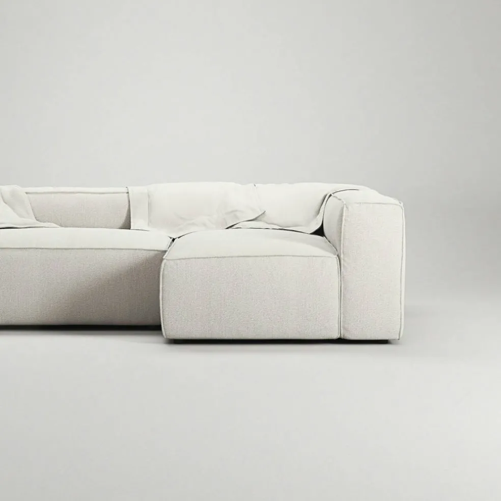 Grand 3-Sitssoffa Divan Höger Bouclétyg, Steam White
