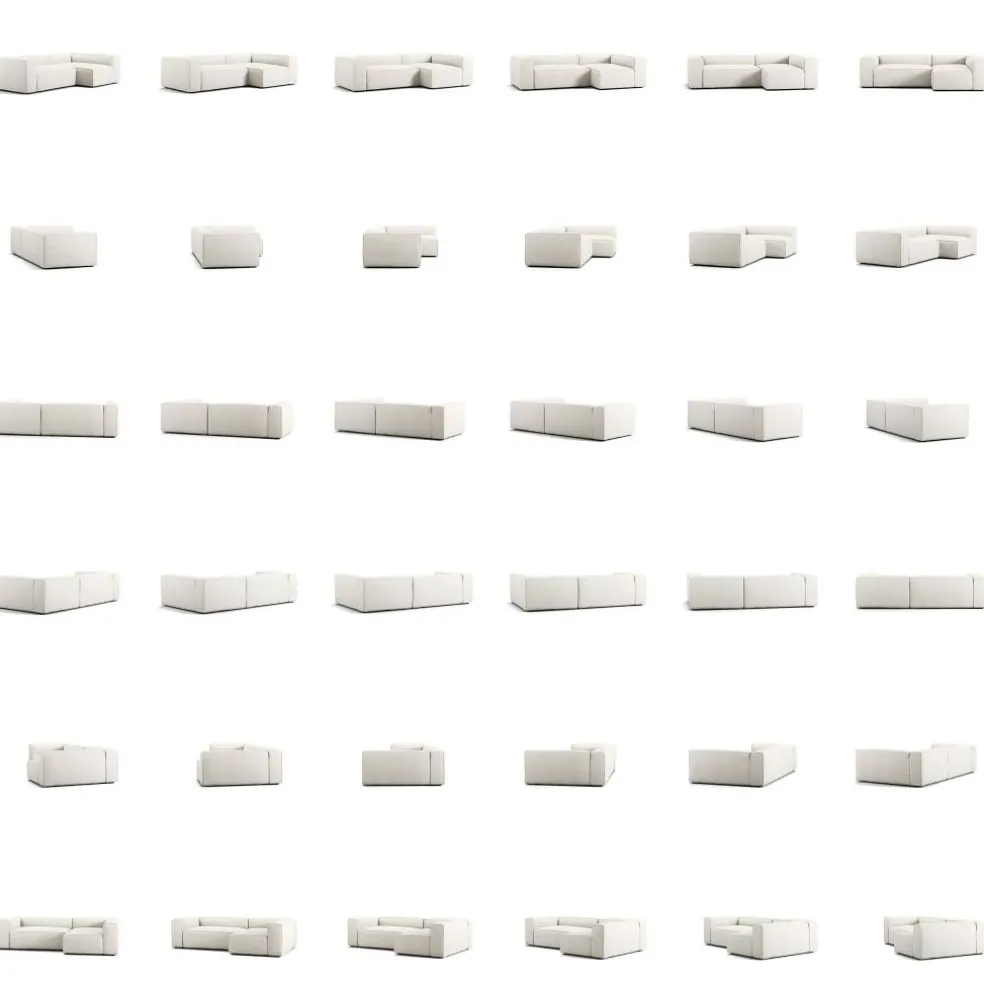 Grand 3-Sitssoffa Divan Höger Bouclétyg, Steam White