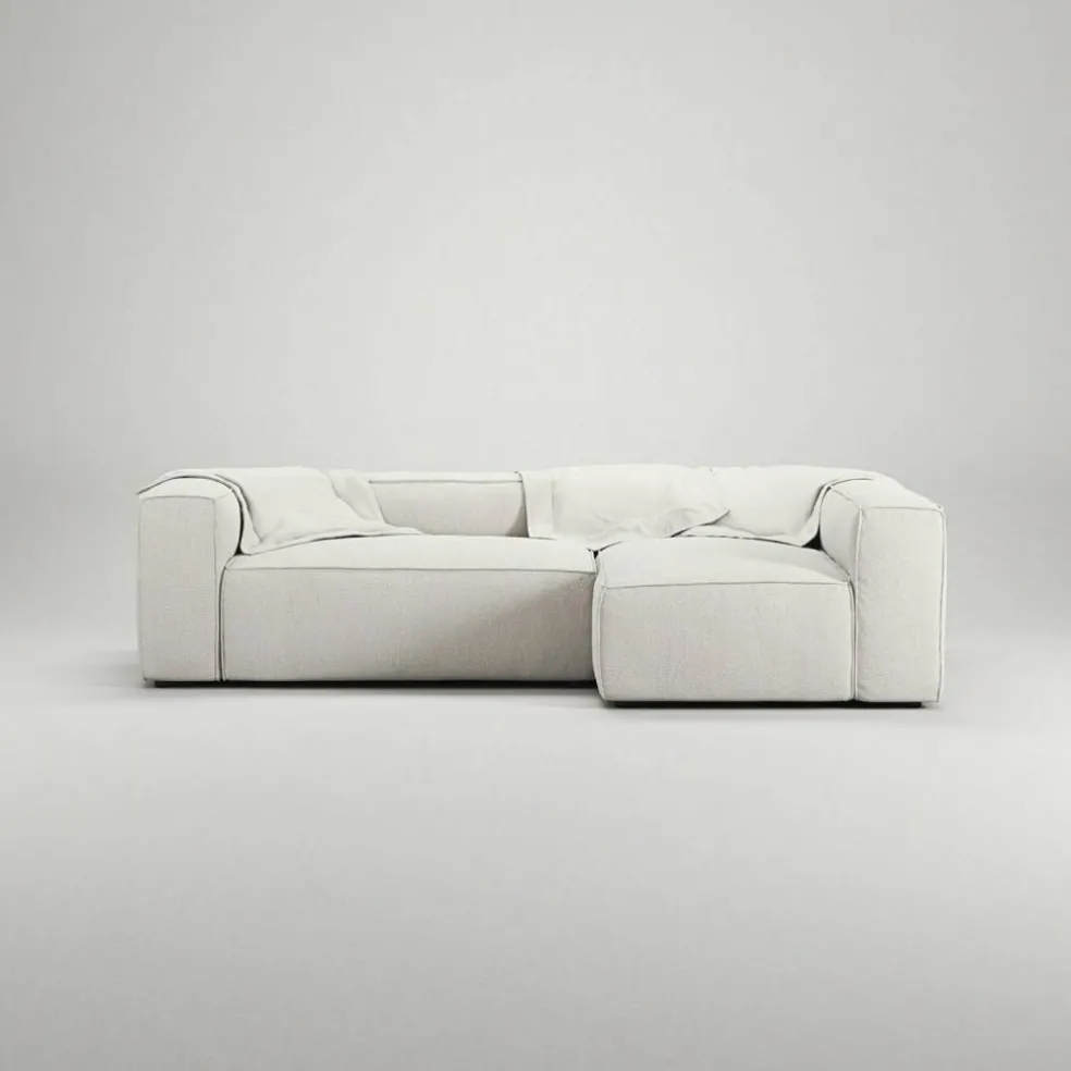 Grand 3-Sitssoffa Divan Höger Bouclétyg, Steam White