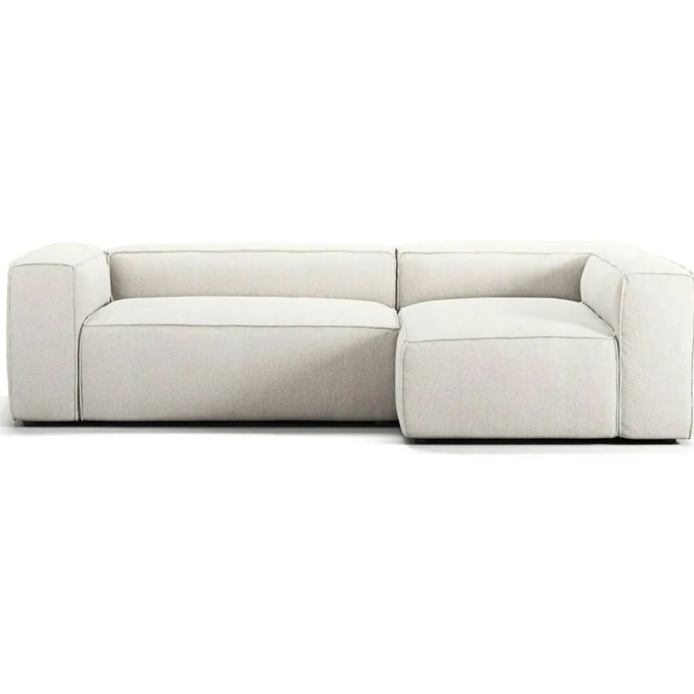 Grand 3-Sitssoffa Divan Höger Bouclétyg, Steam White