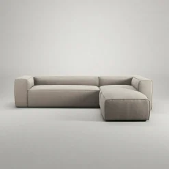 Grand 4-Sitssoffa Divan Höger öppet avslut Minetyg, Sandshell Beige