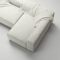 Grand 3-Sitssoffa Divan Höger Minetyg, Moon White