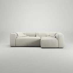 Grand 3-Sitssoffa Divan Höger Minetyg, Moon White