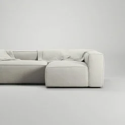 Grand 3-Sitssoffa Divan Höger Minetyg, Moon White