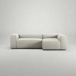 Grand 3-Sitssoffa Divan Höger Minetyg, Moon White
