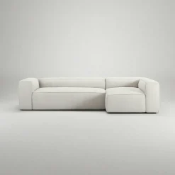 Grand 4-Sitssoffa Divan Höger Bouclétyg, Steam White