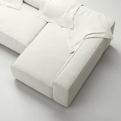 Grand 4-Sitssoffa Divan Höger Bouclétyg, Steam White