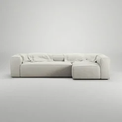 Grand 4-Sitssoffa Divan Höger Minetyg, Moon White