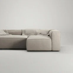 Grand 3-Sitssoffa Divan Höger Minetyg, Sandshell Beige