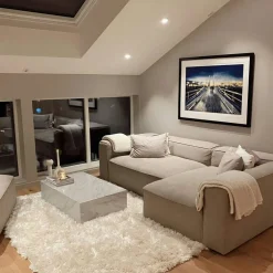 Grand 3-Sitssoffa Divan Höger Minetyg, Sandshell Beige