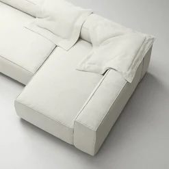 Grand 4-Sitssoffa Divan Höger Med Fåtölj Bouclétyg, Steam White