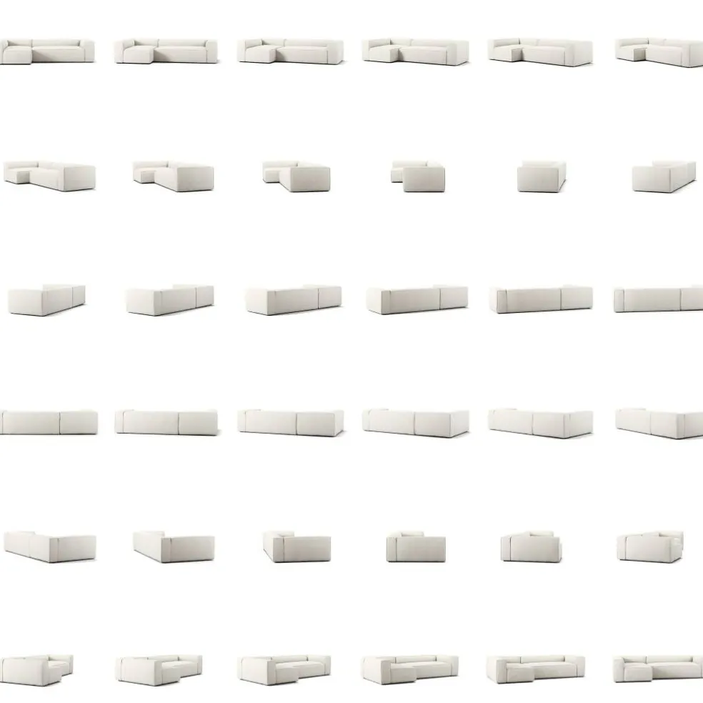 Grand 4-Sitssoffa Divan Vänster Bouclétyg, Steam White