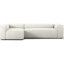 Grand 4-Sitssoffa Divan Vänster Bouclétyg, Steam White