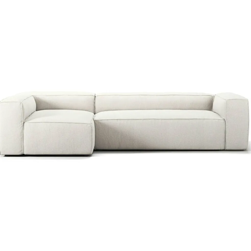 Grand 4-Sitssoffa Divan Vänster Bouclétyg, Steam White