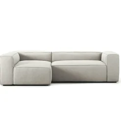 Grand 3-Sitssoffa Divan Vänster Minetyg, Moon White