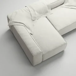 Grand 3-Sitssoffa Divan Vänster Minetyg, Moon White