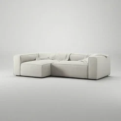 Grand 3-Sitssoffa Divan Vänster Minetyg, Moon White