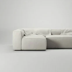 Grand 4-Sitssoffa Divan Vänster Minetyg, Moon White