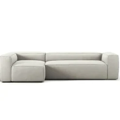 Grand 4-Sitssoffa Divan Vänster Minetyg, Moon White