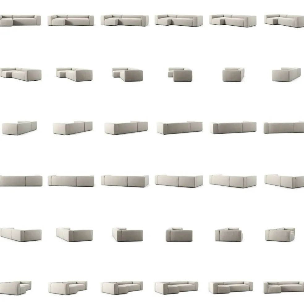 Grand 4-Sitssoffa Divan Vänster Minetyg, Moon White