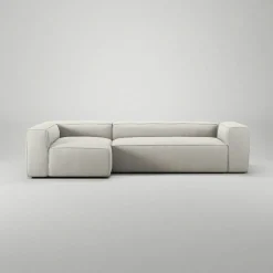 Grand 4-Sitssoffa Divan Vänster Minetyg, Moon White
