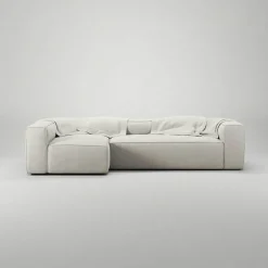Grand 4-Sitssoffa Divan Vänster Minetyg, Moon White