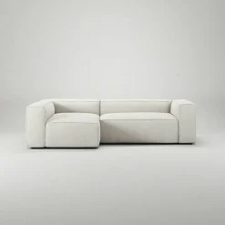 Grand 3-Sitssoffa Divan Vänster Bouclétyg, Steam White