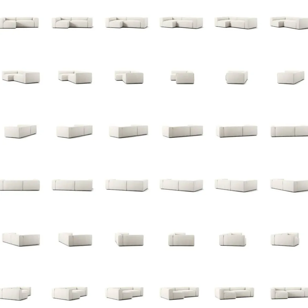 Grand 3-Sitssoffa Divan Vänster Bouclétyg, Steam White