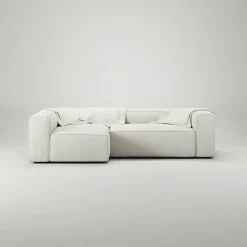 Grand 3-Sitssoffa Divan Vänster Bouclétyg, Steam White