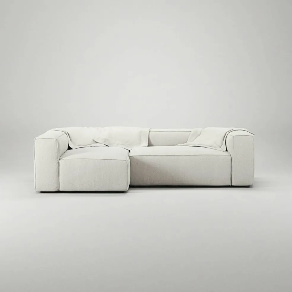 Grand 3-Sitssoffa Divan Vänster Bouclétyg, Steam White