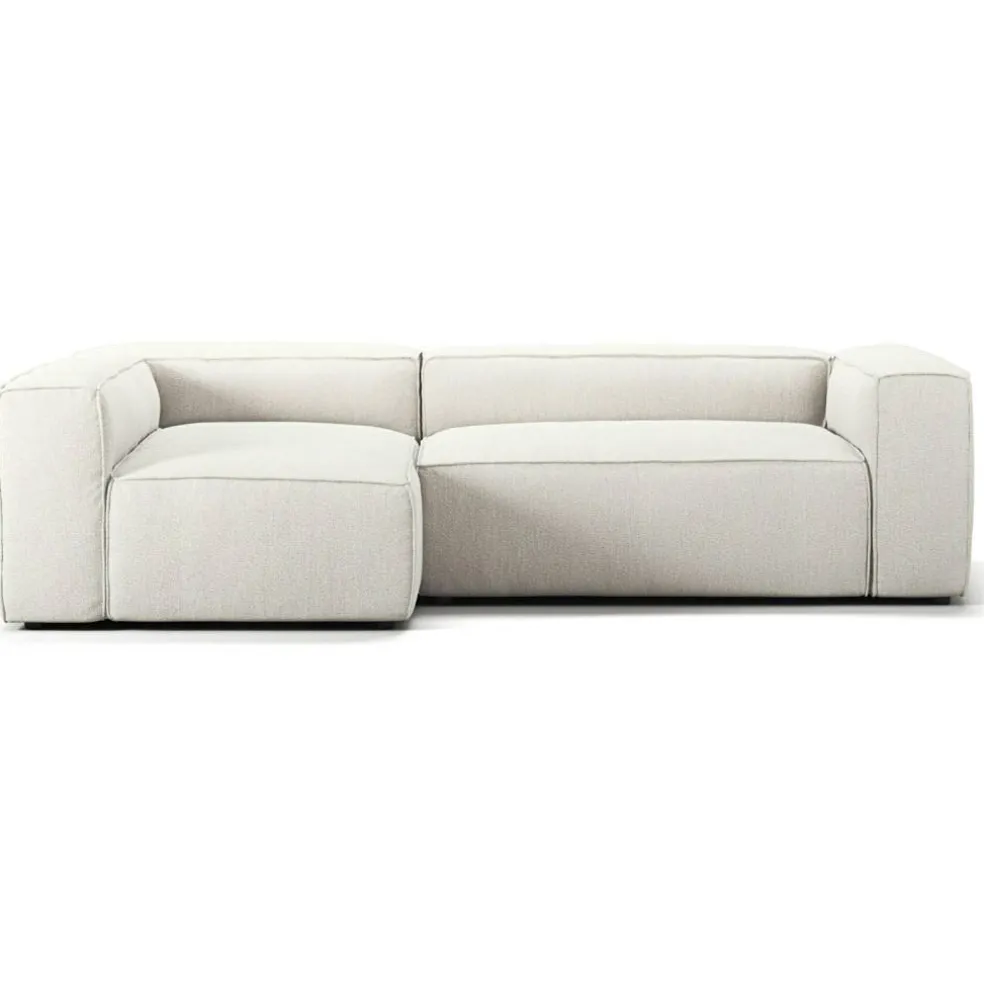 Grand 3-Sitssoffa Divan Vänster Bouclétyg, Steam White