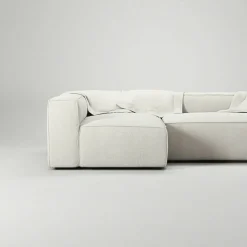Grand 3-Sitssoffa Divan Vänster Bouclétyg, Steam White