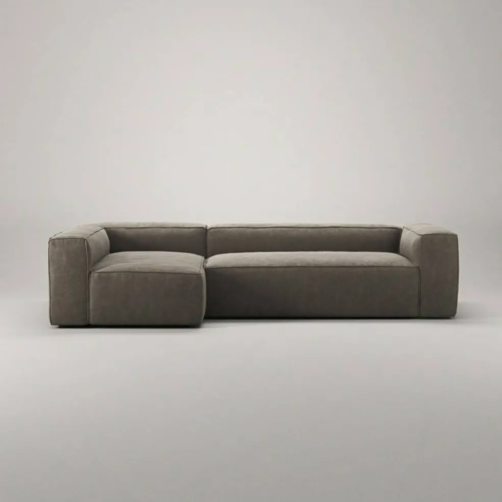 Grand 4-Sitssoffa Divan Vänster Pradotyg, Mole Brown