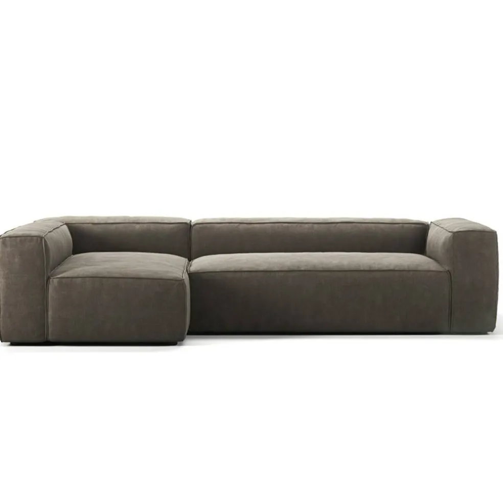 Grand 4-Sitssoffa Divan Vänster Pradotyg, Mole Brown