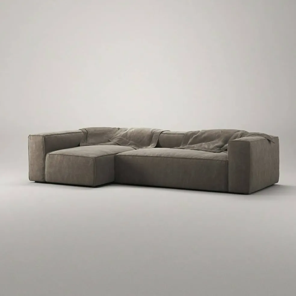 Grand 4-Sitssoffa Divan Vänster Pradotyg, Mole Brown