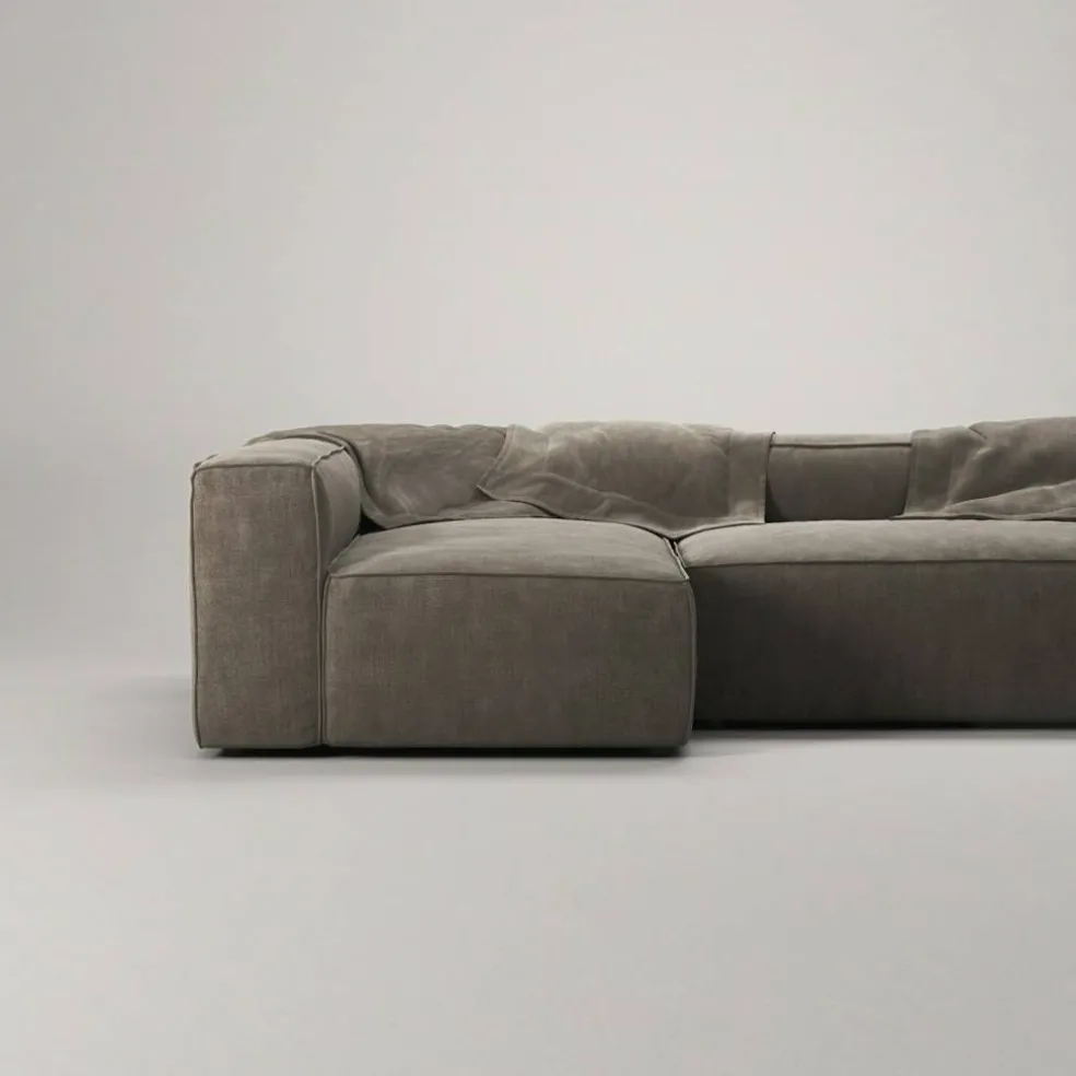 Grand 4-Sitssoffa Divan Vänster Pradotyg, Mole Brown