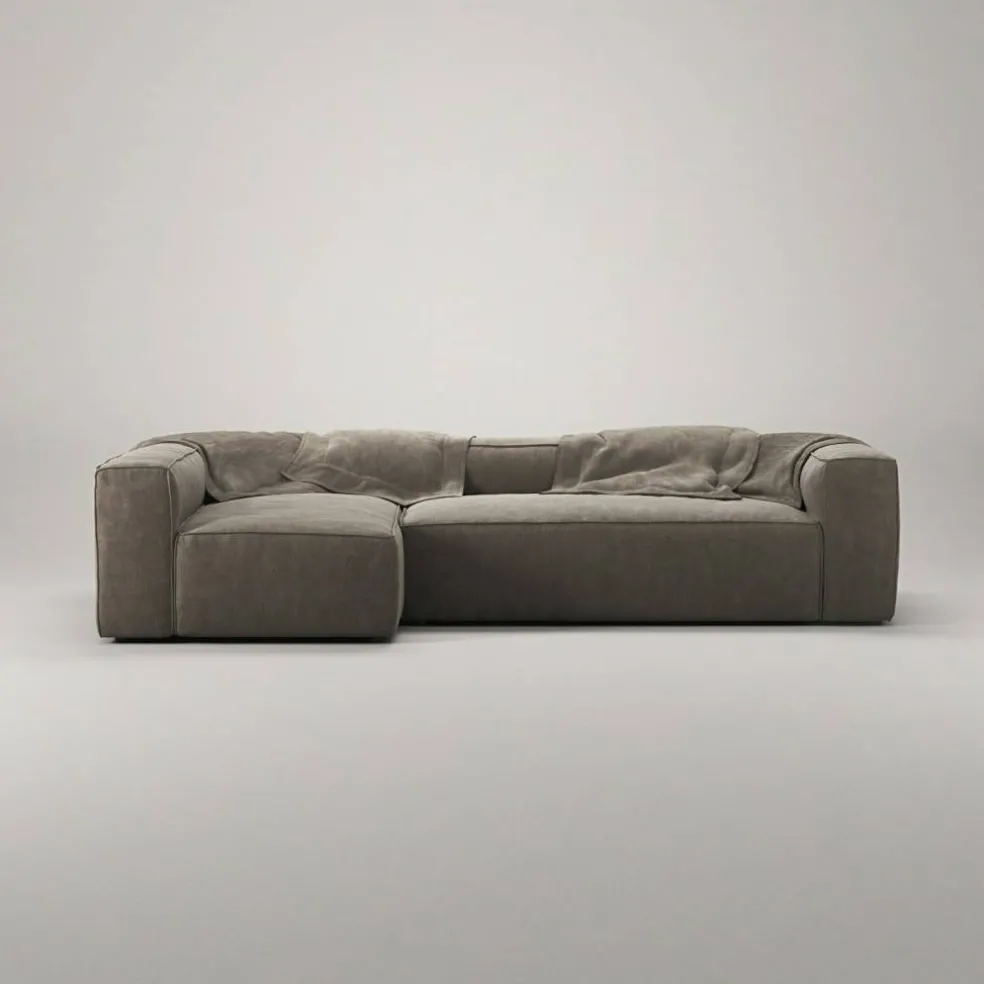 Grand 4-Sitssoffa Divan Vänster Pradotyg, Mole Brown
