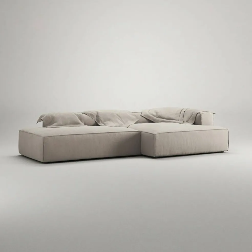 Grand 2,5-Sitssoffa öppet avslut Vänster Minetyg, Sandshell Beige