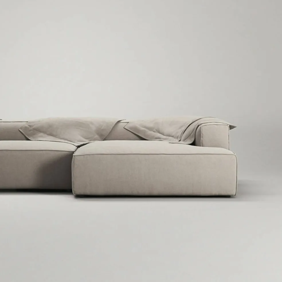 Grand 5-Sitssoffa öppet avslut Vänster Minetyg, Sandshell Beige