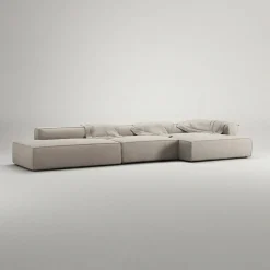 Grand 5-Sitssoffa öppet avslut Vänster Minetyg, Sandshell Beige