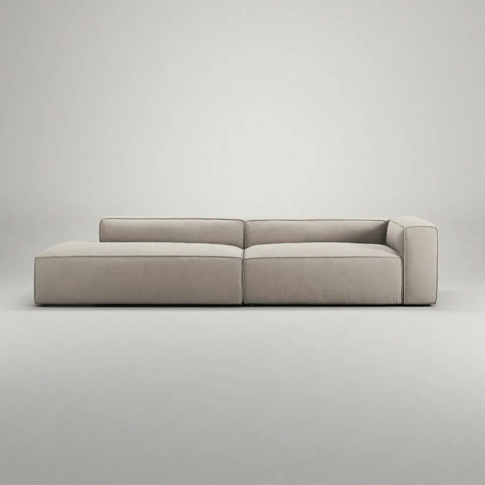 Grand 3-Sitssoffa öppet avslut Vänster Minetyg, Sandshell Beige